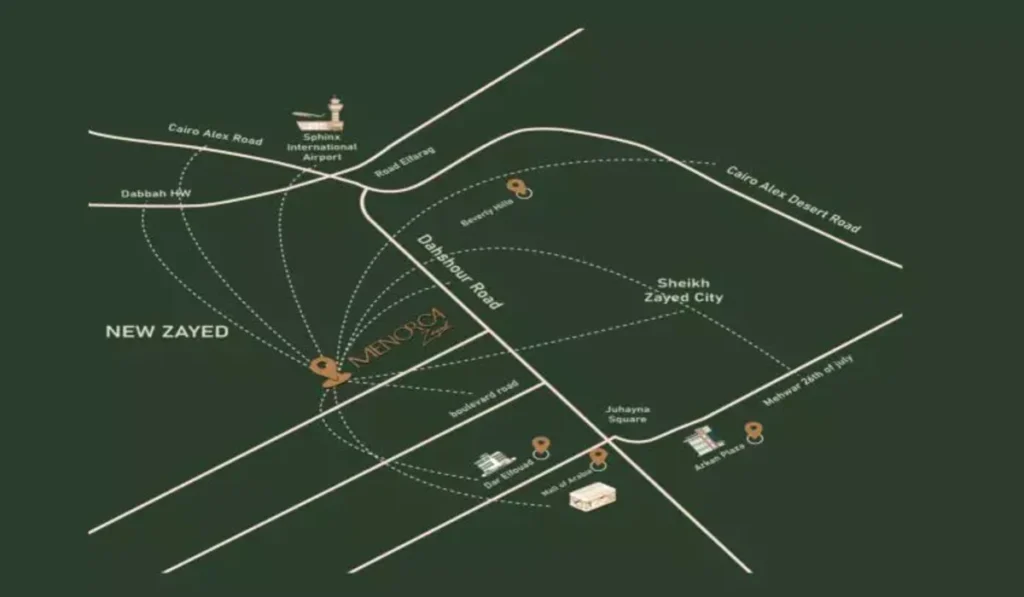 كمبوند مينوركا زايد الجديدة Compound Menorca New Zayed 1 كمبوند مينوركا زايد الجديدة Menorca Zayed موقع 1