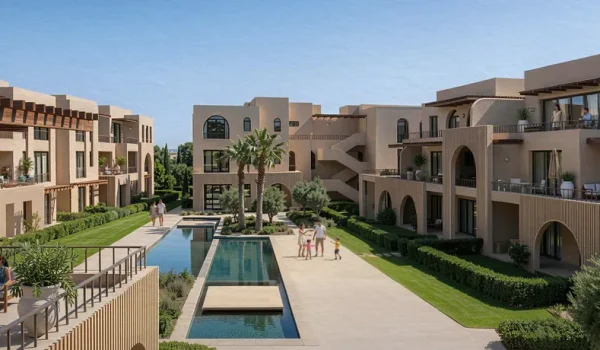 حمام سباحة بين شاليهات بوتانيكا تاون أوجامي